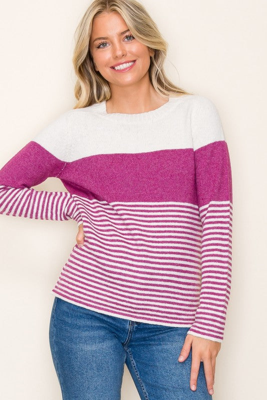 Color block striped sweater hotsell