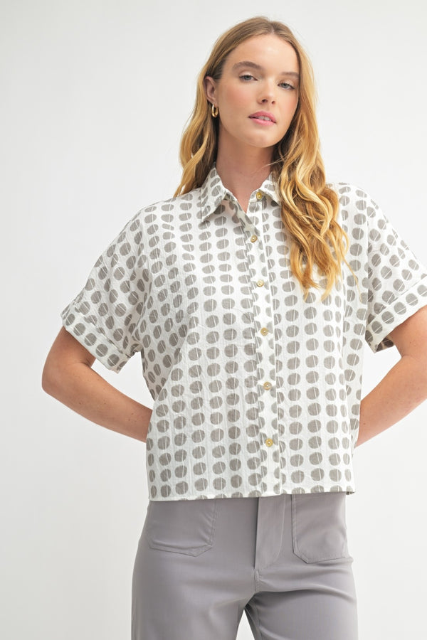 POLKA DOT SHORT SLEEVE DOLMAN SHIRT - Jodi's Hometown Boutique