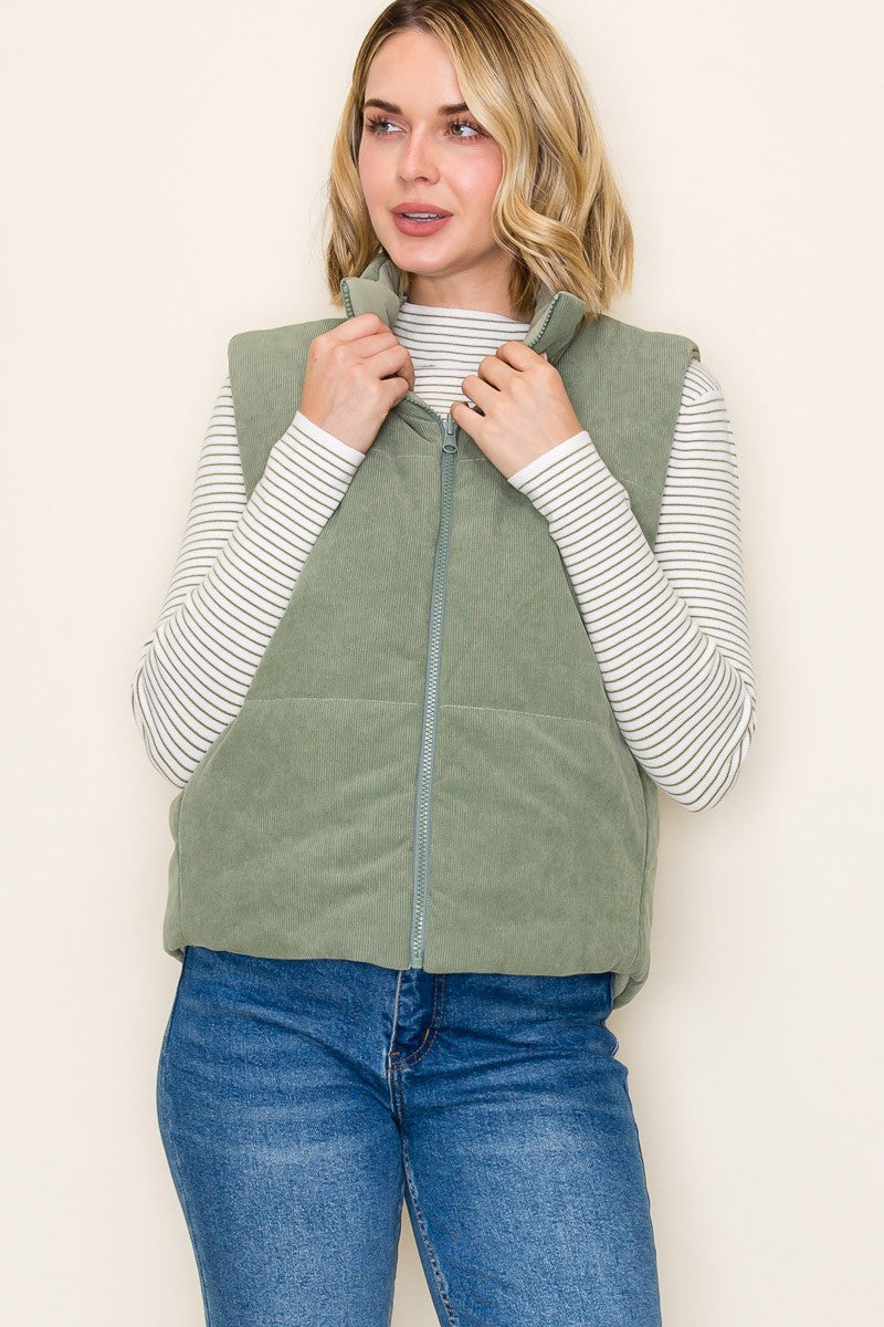 Reversible Corduroy Puffer Vest