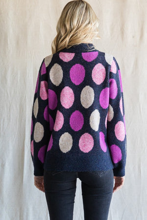 Dot Pattern Mock Neck Sweater