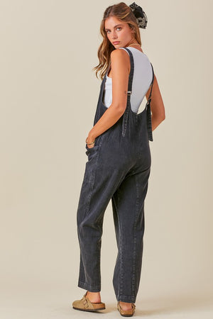 Relaxed Fit Washed Denim Overalls