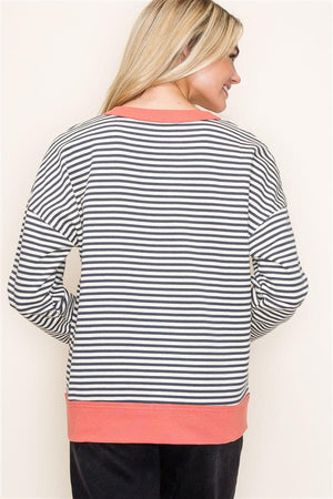 Striped French Terry Crew Neck