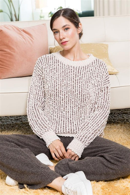 Popcorn Yarn Crew Neck