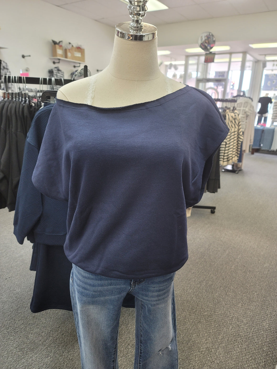 French Terry Off Shoulder Top