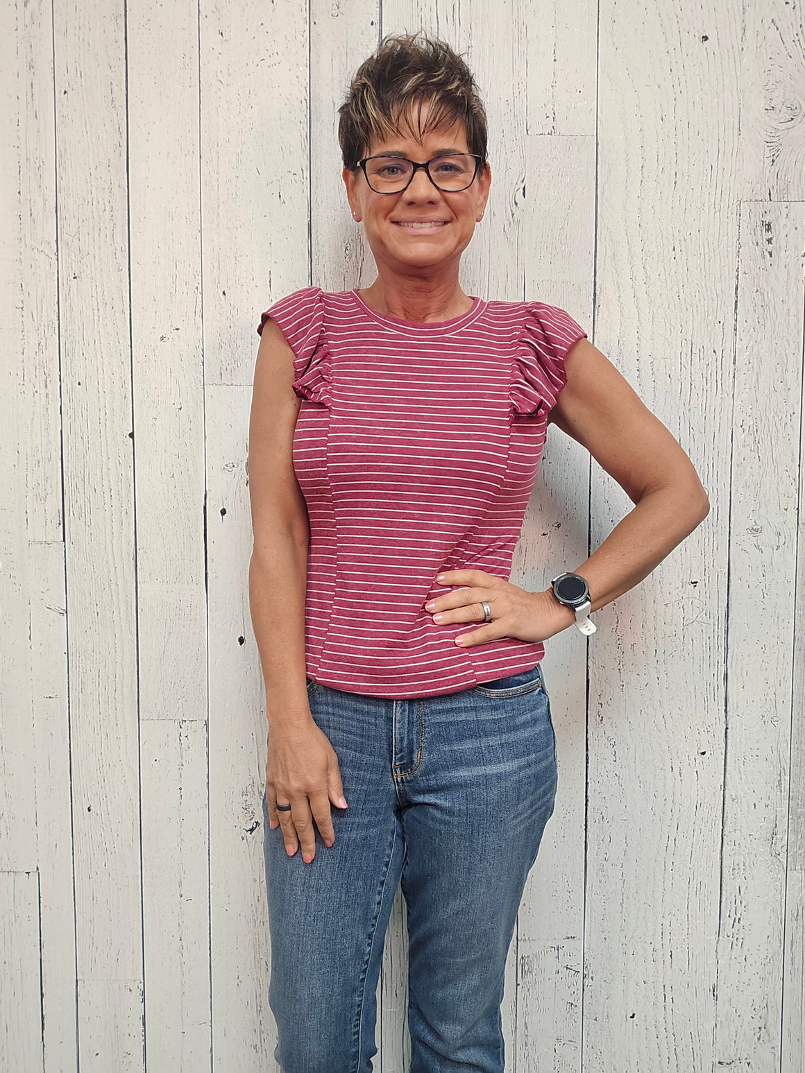 RUFFLE CAP SLEEVE TOP