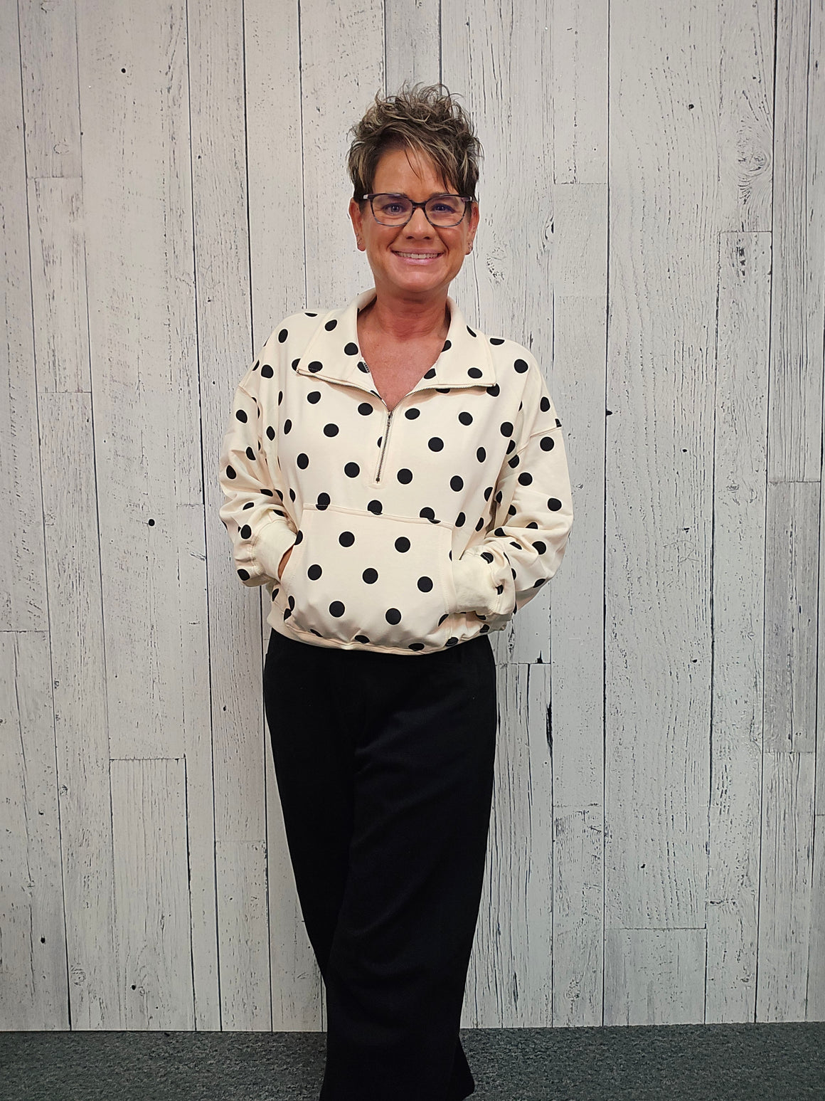 Dots Half Zip Pullover