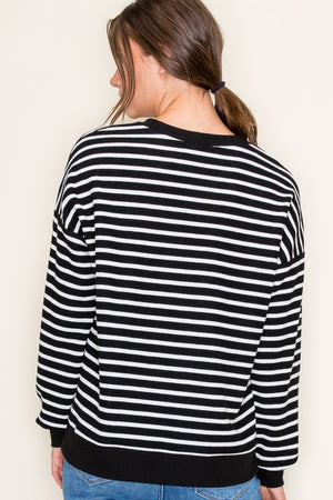 Long Sleeve Textured Stripe Top