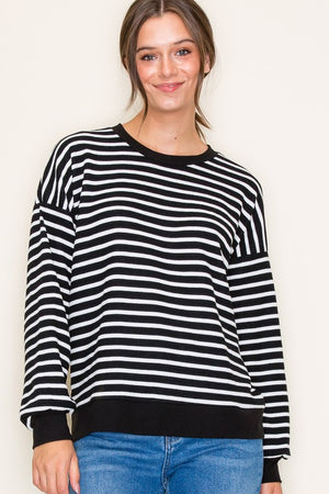 Long Sleeve Textured Stripe Top