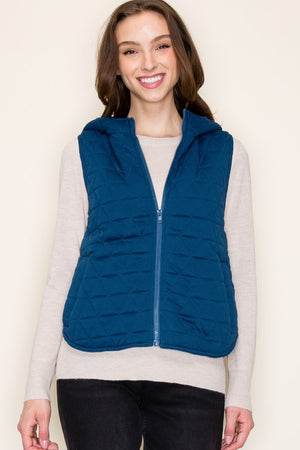 Hooded Quilted Knit Vest