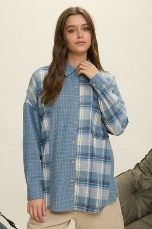 Color Block Plaid Shirt