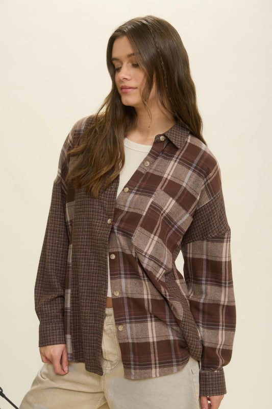 Color Block Plaid Shirt