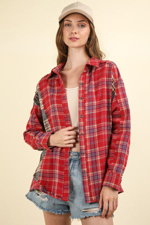 Plaid Detail Flannel Shirt