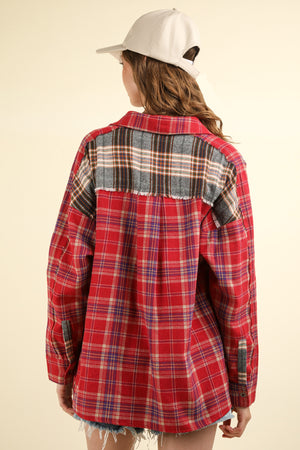 Plaid Detail Flannel Shirt