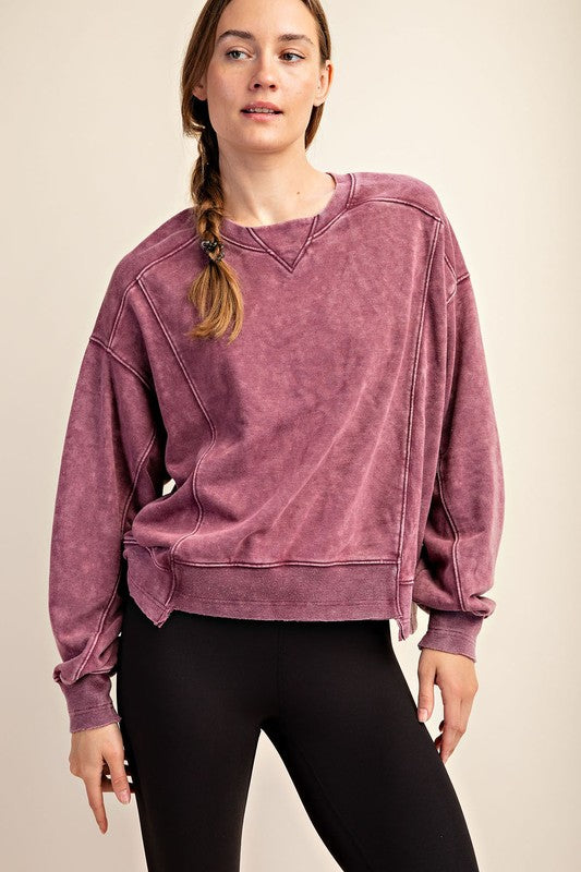 Mineral Washed French Terry Pullover Sweatshirt