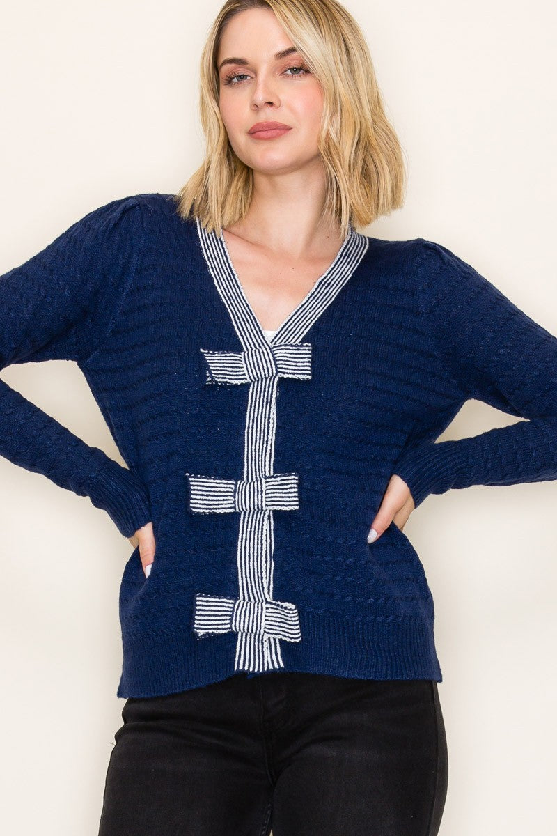 Bow Accented Cardigan
