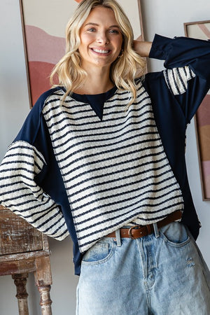 Textured Stripe Relax Fit Top