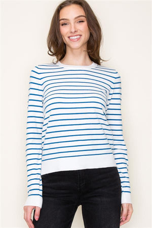 Striped Crew Neck Lightweight Sweater