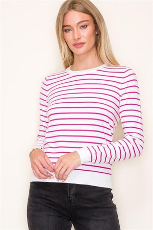 Striped Crew Neck Lightweight Sweater