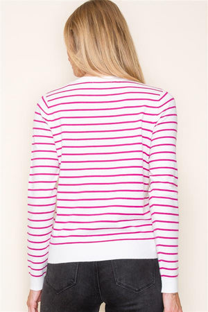 Striped Crew Neck Lightweight Sweater