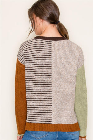 Stone & Sage Color Block Sweater