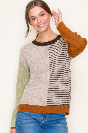 Stone & Sage Color Block Sweater