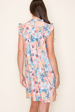 RUFFLE HIGH NECK MINI DRESS