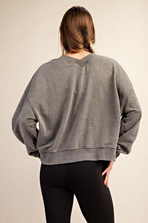 Mineral Washed V-Neck Sweatshirt