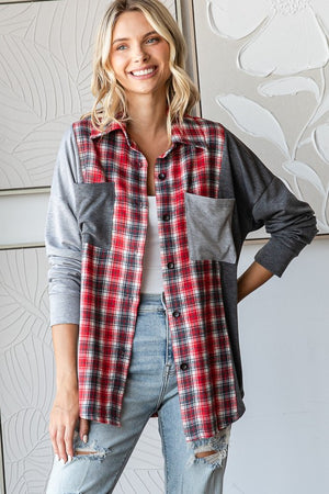 Plaid Color Block Button Down