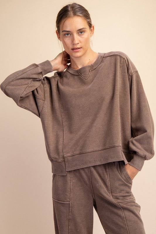 Mineral Washed French Terry Pullover Sweatshirt