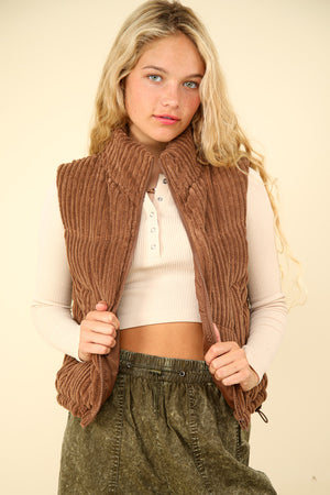 Solid Corduroy Puffer Vest