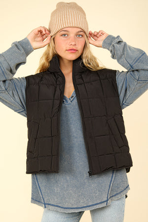 Curvy Solid Puffer Padded Vest