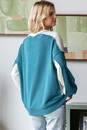 Ribbed Color Block Long Sleeve