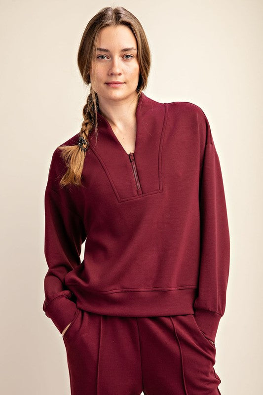 Modal Luxe V-Neck Sweatshirt Jacket